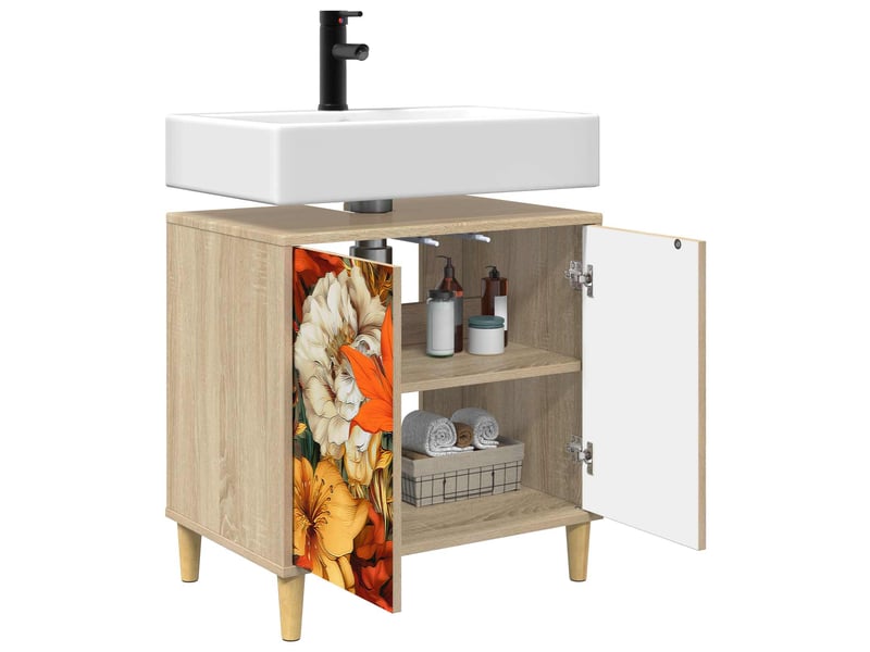  Armoire de salle de bain, meuble de rangement gennep sonoma 60x40x60 cm  - Conforama C