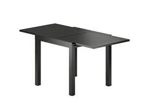 Table de jardin extensible 4-6 personnes en aluminium noir 80-160 x 80 x 75 cm