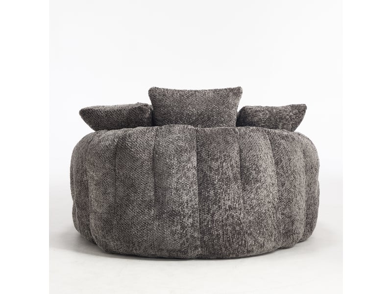  Fauteuil oversize rond 55 pouces en polyester, convertible et réglable, avec coussin  - Conforama D