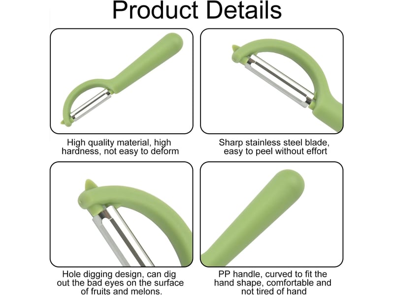  Vert+noir éplucheur universel (2 pcs), éplucheur pivotant en acier inoxydable, couteau cuisine avec lame tranchante pour légumes fruits  - Conforama C