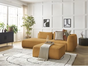 Canapé droit fixe BOBOCHIC LEOPOLD 4 places Tissu jaune