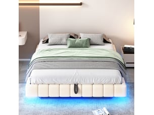 Lit coffre 160x200 cm <strong>CRAVDOM</strong> <strong></strong> coloris beige
