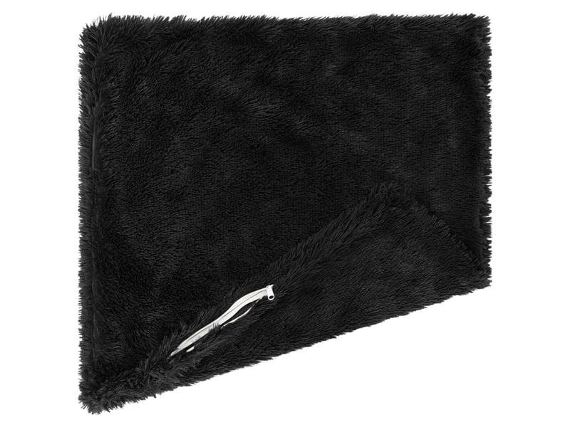  Lot de 2 coussins avec oreiller, coussins décoratifs heerlen noir fleece pv cf50519  - Conforama D
