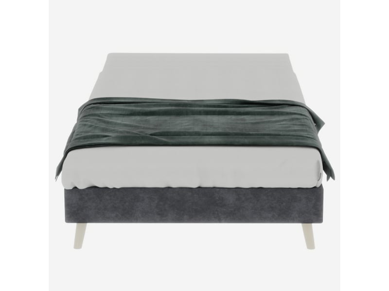  Lit enfant 90x200 cm, sans tête de lit, en tissu et métal, gris, sans matelas  - Conforama E