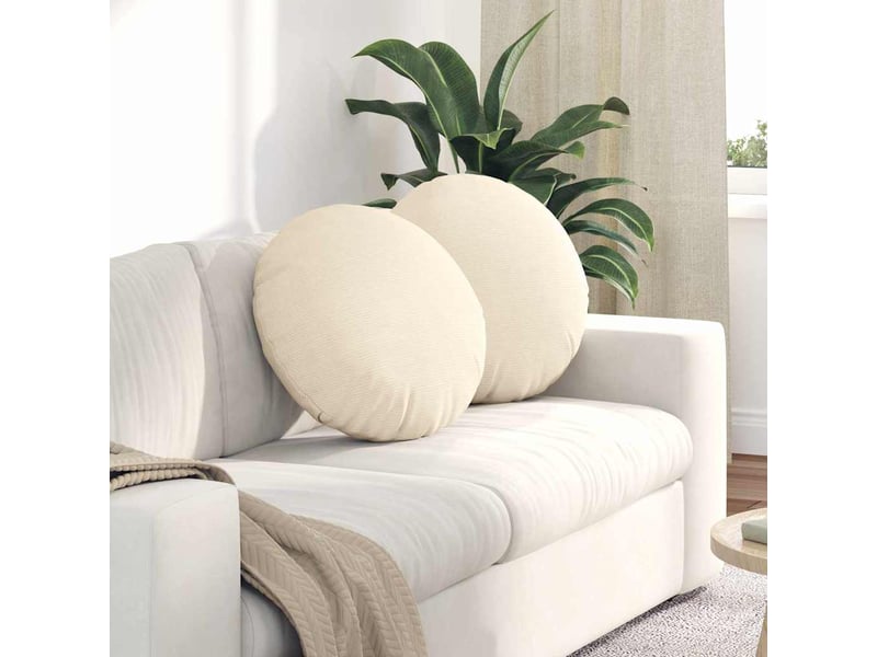  Lot de 2 coussins de siège, coussins décoratifs tissu en velours côtelé crème cf59791  - Conforama B