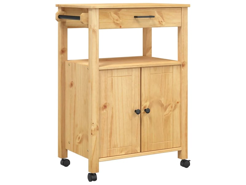  Desserte de cuisine, chariot de rangement monza 60x40x88,5 cm bois massif de pin shl38446  - Conforama A