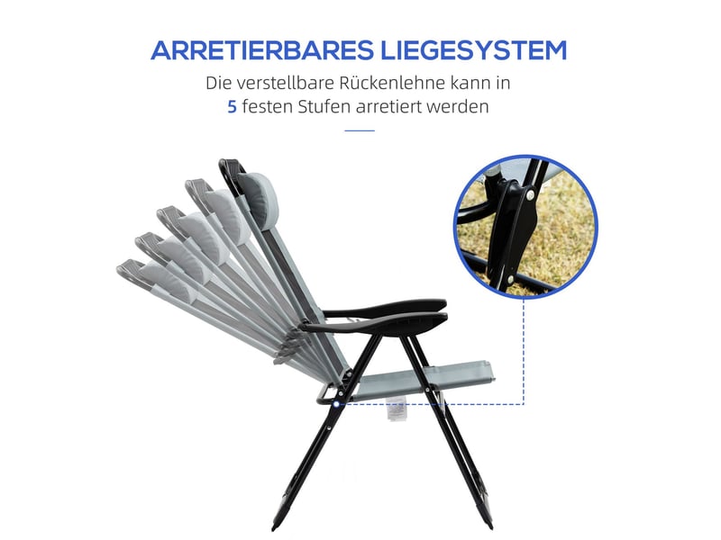  Chaise de jardin lot de 2 pièces pliantes dossier réglable accoudoirs charge max 120 kg style fauteuil de camping  - Conforama D