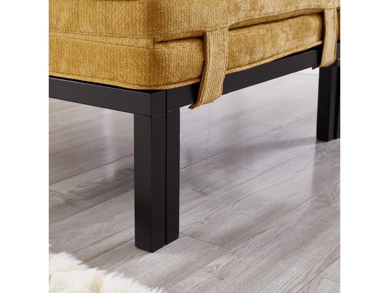  Lit banquette 1 place convertible avec couchage d'appoint, ports usb et type-c, sans matelas, en velours, jaune  - Conforama E