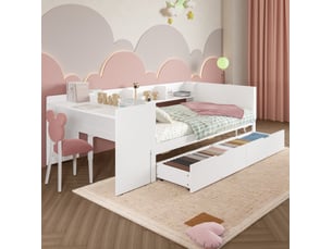 Lit simple 90x200 cm <strong>MODENUIT </strong>  <strong></strong> coloris blanc