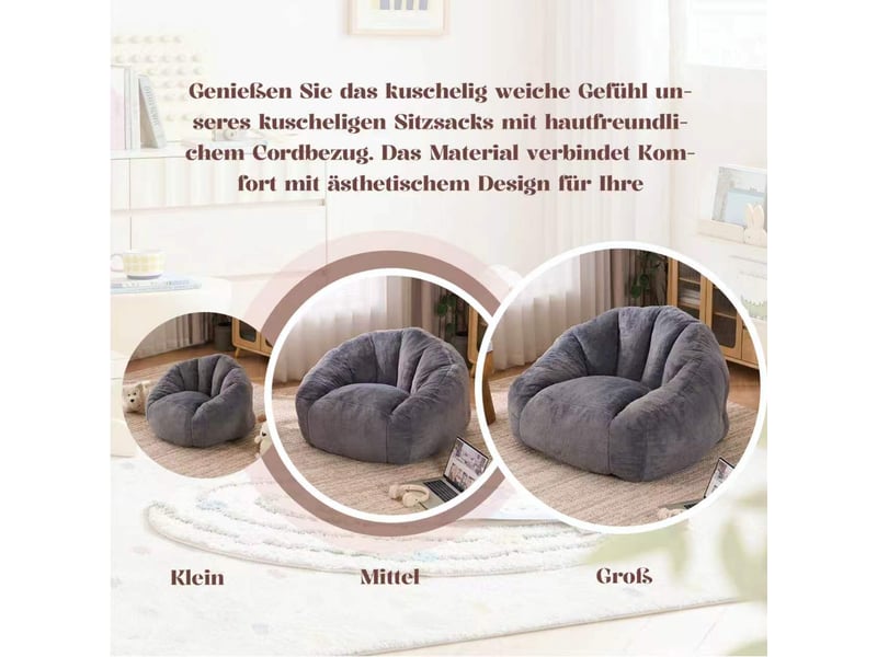  Pouf de sol en fausse fourrure gris clair 98 x 98 x 60 cm W5378P504662 - Conforama D