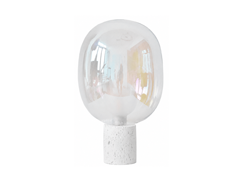  Lampe à poser en verre irisé et béton blanc h43 cm-bulle Bulle - Conforama C
