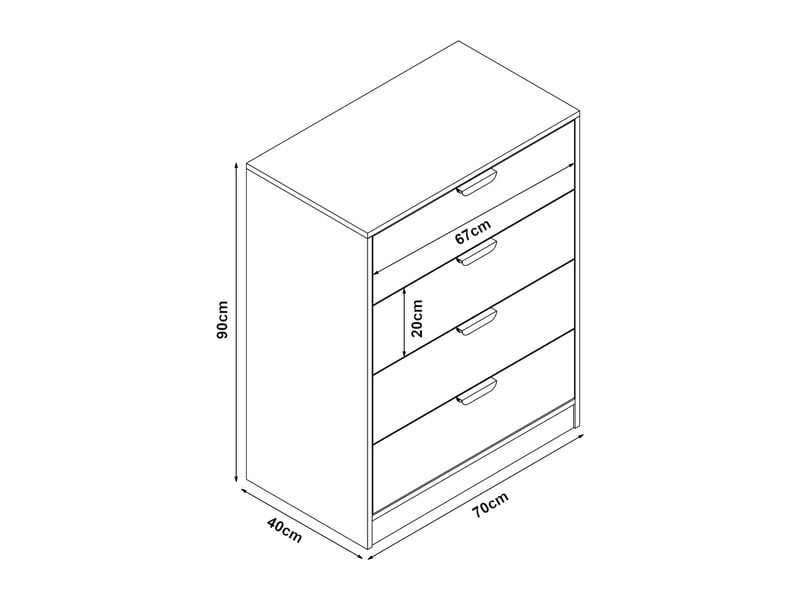 Commode meuble de rangement pratique entrée salon chambre mdf 90 x 70 x 40 cm effet chêne 03_0009317  - Conforama D