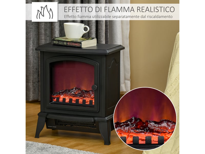  Cheminée électrique portable avec effet flamme, 10002000 w, noire  - Conforama R