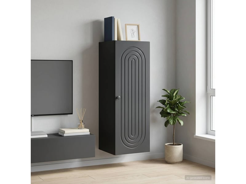  Armoire murale salon, meuble de rangement noir 33 x 34,5 x 90 cm bois d'ingénierie shl3884  - Conforama B