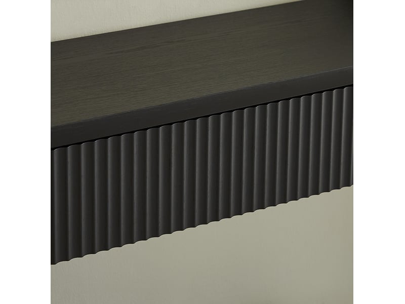  Table console d'entrée noire 150 cm avec 2 tiroirs et étagère ouverte, style moderne pour le couloir et le salon  - Conforama D