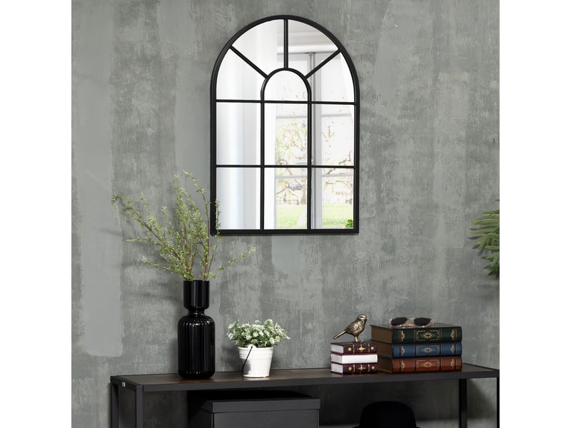  Miroir mural en métal cadre doré en forme de voûtée – décoration pour entrée ,chambre à coucher, salon – 70 x 50 cm  - Conforama D