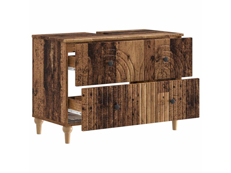  Meuble sous lavabo de salle de bain alkmaar bois ancien cf64800  - Conforama C