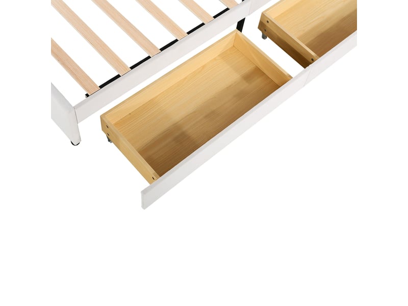  Lit enfant 140x200 cm, tiroirs, espace de rangement, tête de lit réglable, sommier, velours beige, sans matelas  - Conforama R