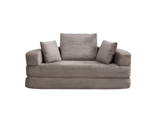 Canapé-lit pliable corda, marron gris, modulable, ovale 173x176 cm, coussins, tissu velours côtelé, multifonctionnel