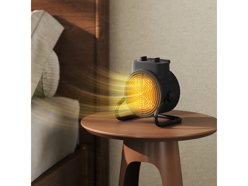  Chauffage d'appoint céramique ptc, radiateur électrique soufflant 2000 w, thermostat réglable, 21,5 x 15,8 x 22 cm, noir  - Conforama C
