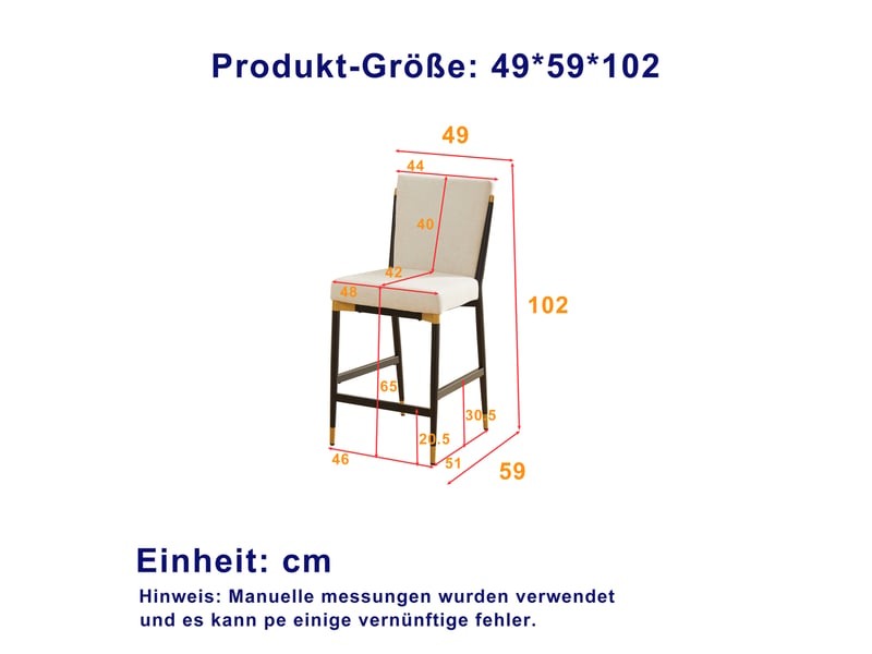  Tabouret de bar lot de 2 avec repose-pieds rectangulaire et base réglable, style scandinave en tissu beige  - Conforama D