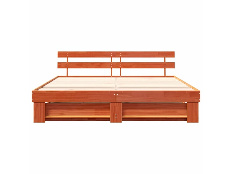 Lit double- lit adulte - cadre de lit avec tête de lit marron 200 x 200 cm pin massif - Conforama D