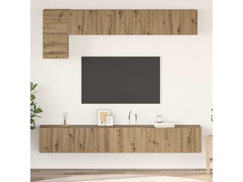  Ensemble meuble tv - banc tv - meuble de rangement 5 pcs chêne artisanal bois d'ingénierie  - Conforama B