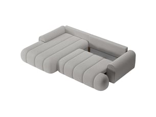 Canapé d'angle gauche convertible <strong>SELSEY</strong> <strong>DANDELINO</strong> 4 places Tissu gris avec coffre de rangement