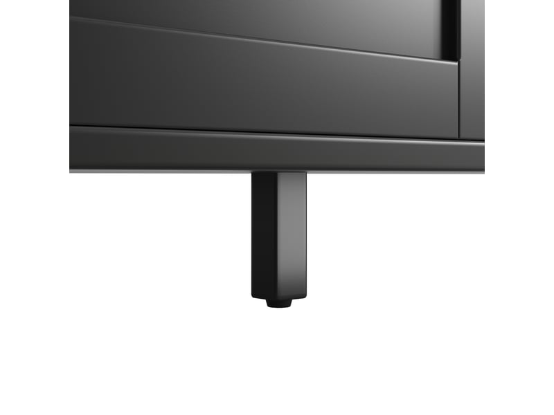 Buffet noir 4 portes 3 tiroirs 120x40x179 cm meuble rangement cuisine design contemporain - Conforama R