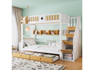 Lit superposé 2x90x200 cm OKWISH   coloris bicolore