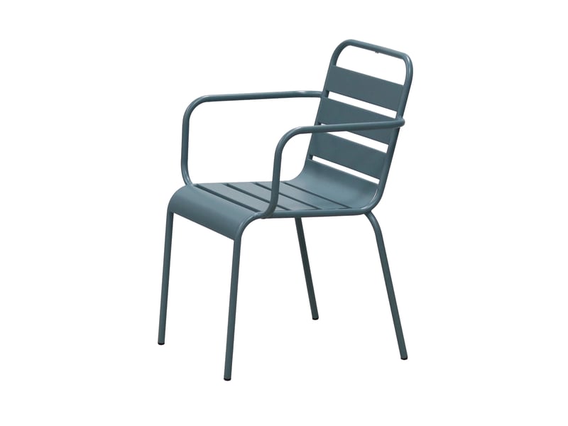  Lot de 4 chaises de jardin en métal bleu gris avec accoudoirs - baca  - Conforama C