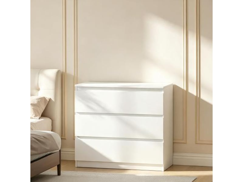 Commode 3 tiroirs au design épuré - rangement pratique et intemporel, tiroirs spacieux  - Conforama E