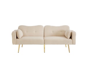 Canapé droit convertible <strong>FLORAGRACE</strong> <strong></strong> 2 places Tissu bouclette beige