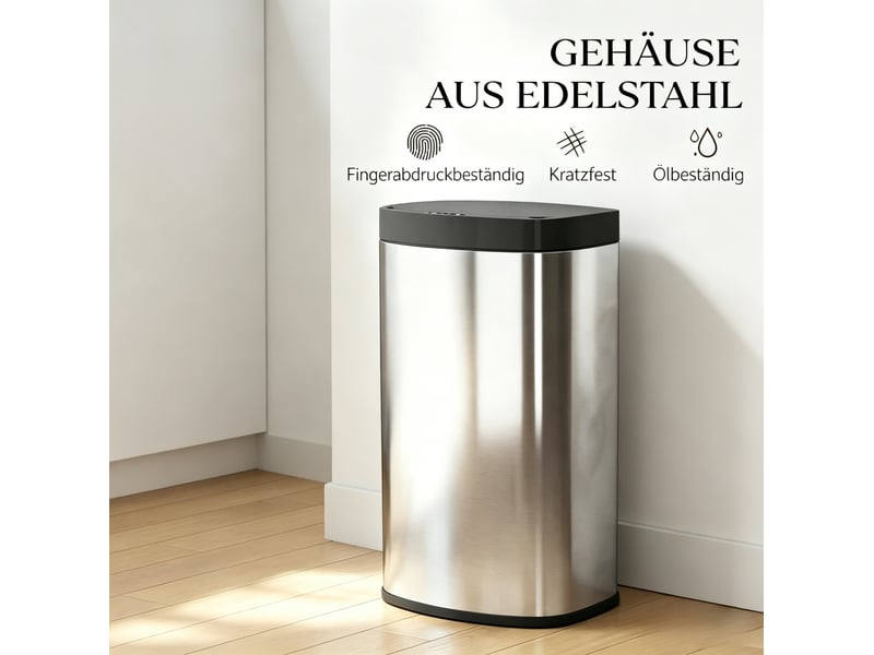  Poubelle de cuisine automatique 55 l 38x28,5x69 cm fermeture douce métal argenté  - Conforama D
