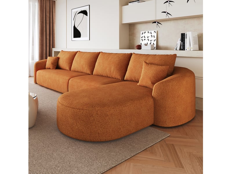  Canapé d'angle modulable modenvie 4 places en tissu chenille orange 336 x 168 x 85 cm  - Conforama B