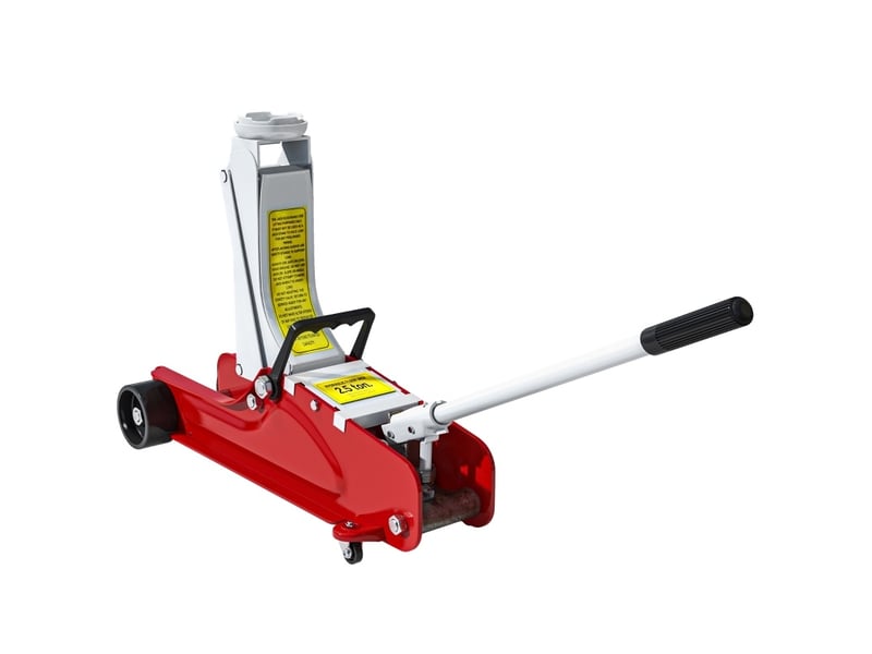  Cric hydraulique roulant 56 x 20 cm rouge en acier, levage de 8 à 38 cm jusqu'à 2,5 tonnes pour voitures et suv  - Conforama A