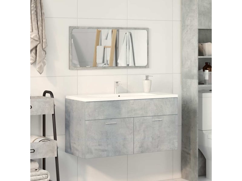 Armoire de bain avec miroir, cabinet de salle de bain gris béton bois d'ingénierie cf64972 - Conforama C