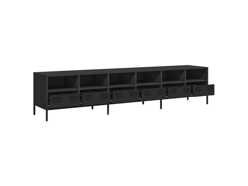  Meuble tv - banc tv - meuble de rangement noir 202x39x43,5 cm acier laminé à froid  - Conforama D