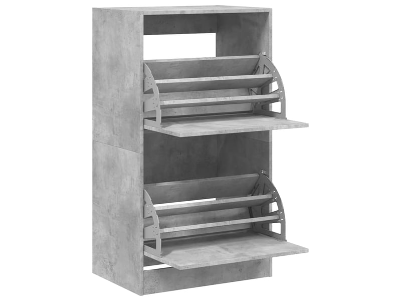  Meuble à chaussure | armoire à chaussures 2 tiroirs rabattables gris béton shl8331  - Conforama E