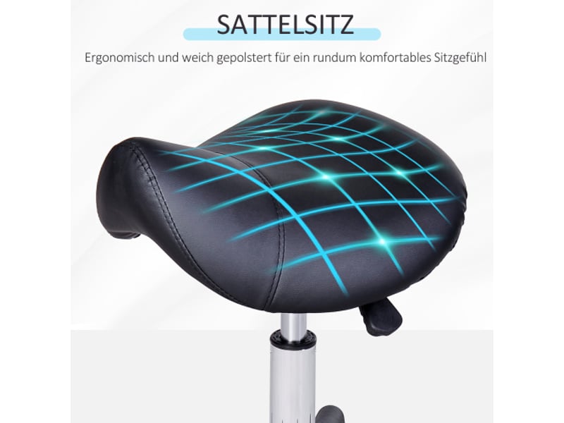  Tabouret de travail pivotant à roulettes, similicuir noir, réglable en hauteur, pour salon et bureau  - Conforama D