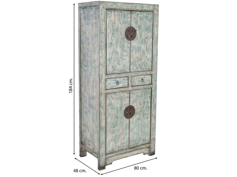  Armoire en bois blanc et bleu 80x48x184 cm h  - Conforama C