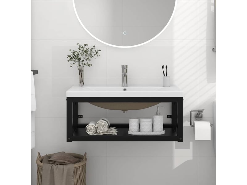  Cadre de lavabo de salle de bain vasque à encastrer noir fer shl5848  - Conforama B