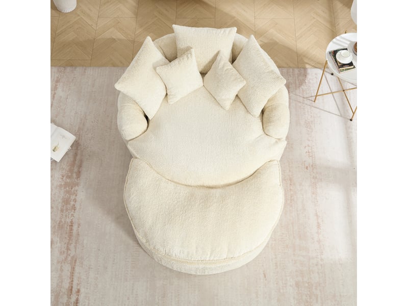 Fauteuil convertible modulable avec coussins et doubles accoudoirs, en polyester beige, 190,5 × 138 × 84,84 cm - Conforama D