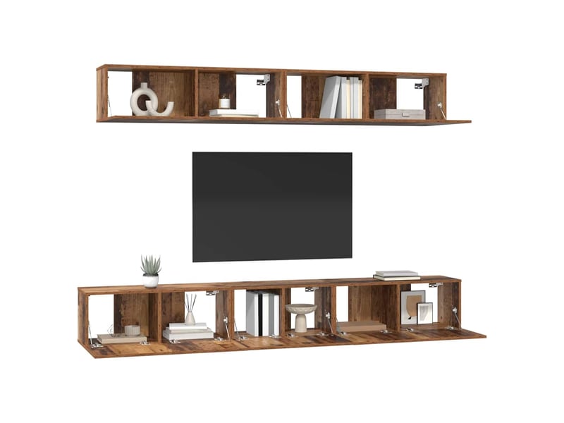  Ensemble meuble tv - banc tv - meuble de rangement 5 pcs bois ancien bois d'ingénierie  - Conforama C