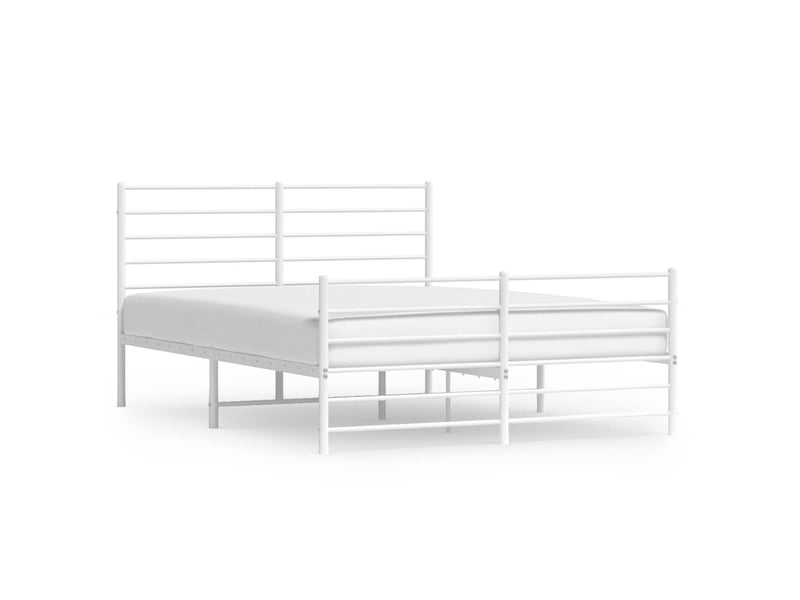  Lit double- lit adulte -  cadre de lit métal sans matelas et pied de lit blanc 120x190 cm  - Conforama A