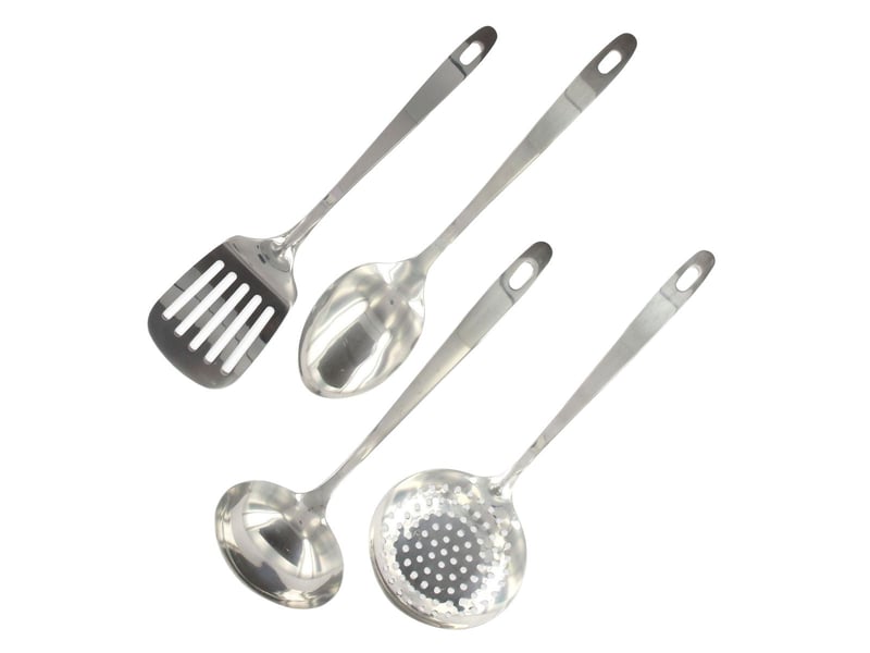 Set 4 Ustensiles Cuisine Inox Fackelmann - Louche, écumoire, Spatule, Cuillère - Lave-vaisselle Safe