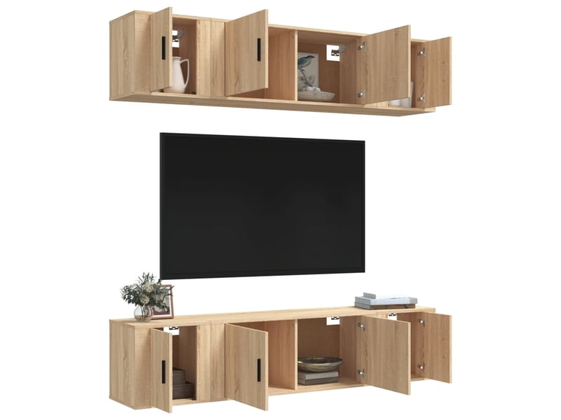  Ensemble de meubles tv 6 pcs chêne sonoma bois d'ingénierie shl33832  - Conforama C
