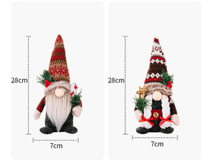 Traîneau de noel lot de 2 deco noël peluche elfe christmas décoration pour maison cuisine 28x7cm rouge