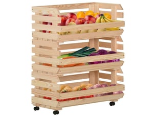 Desserte de cuisine, chariot à légumes 77x30x80 cm bois de pin solide