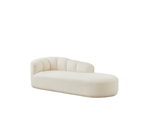 Fauteuil relax sans accoudoirs à dossier ondulé  - assise rembourrée, chenille - beige